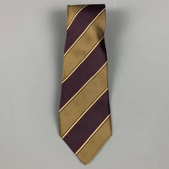 VINTAGE Purple Taupe Diagonal Stripe Tie